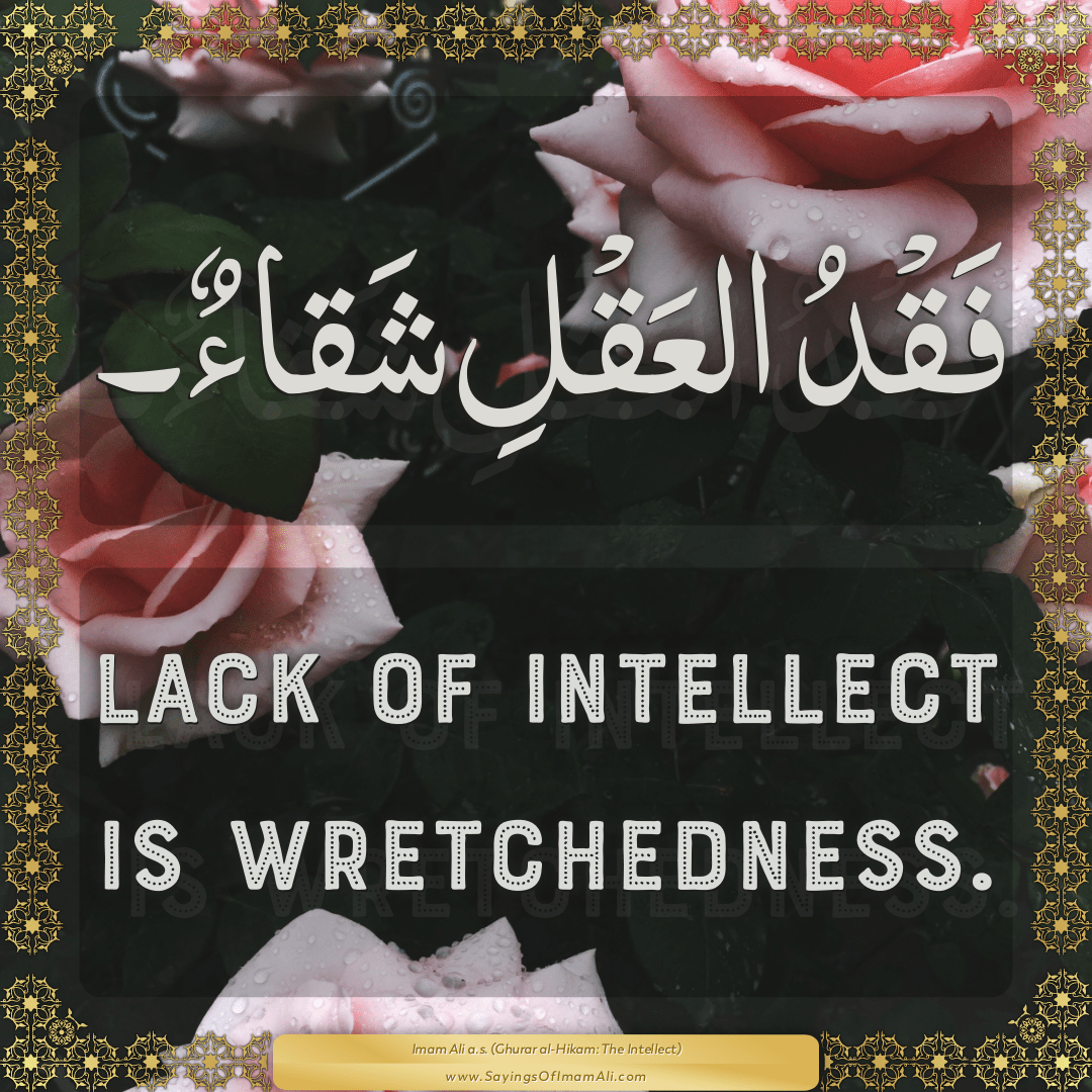 Lack of intellect is wretchedness.